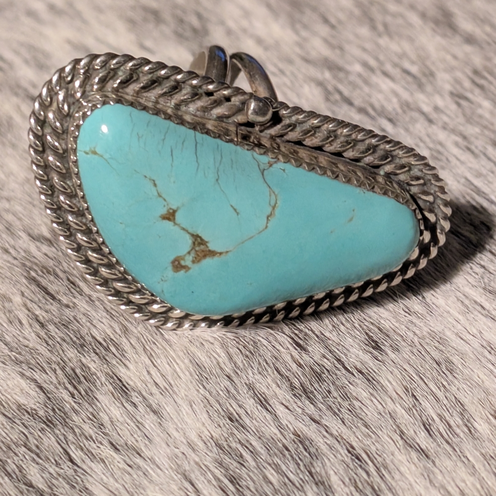 Number 8 Turquoise and Sterling Silver Women's Ring